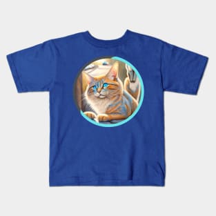 Blue Eyed Orange Kitty Kids T-Shirt